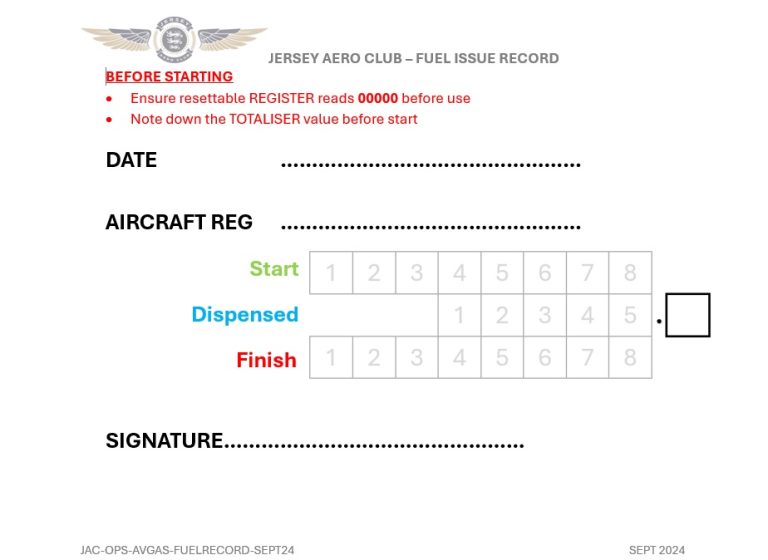 Fuel Issue Note Fuel - Jersey Aero Club